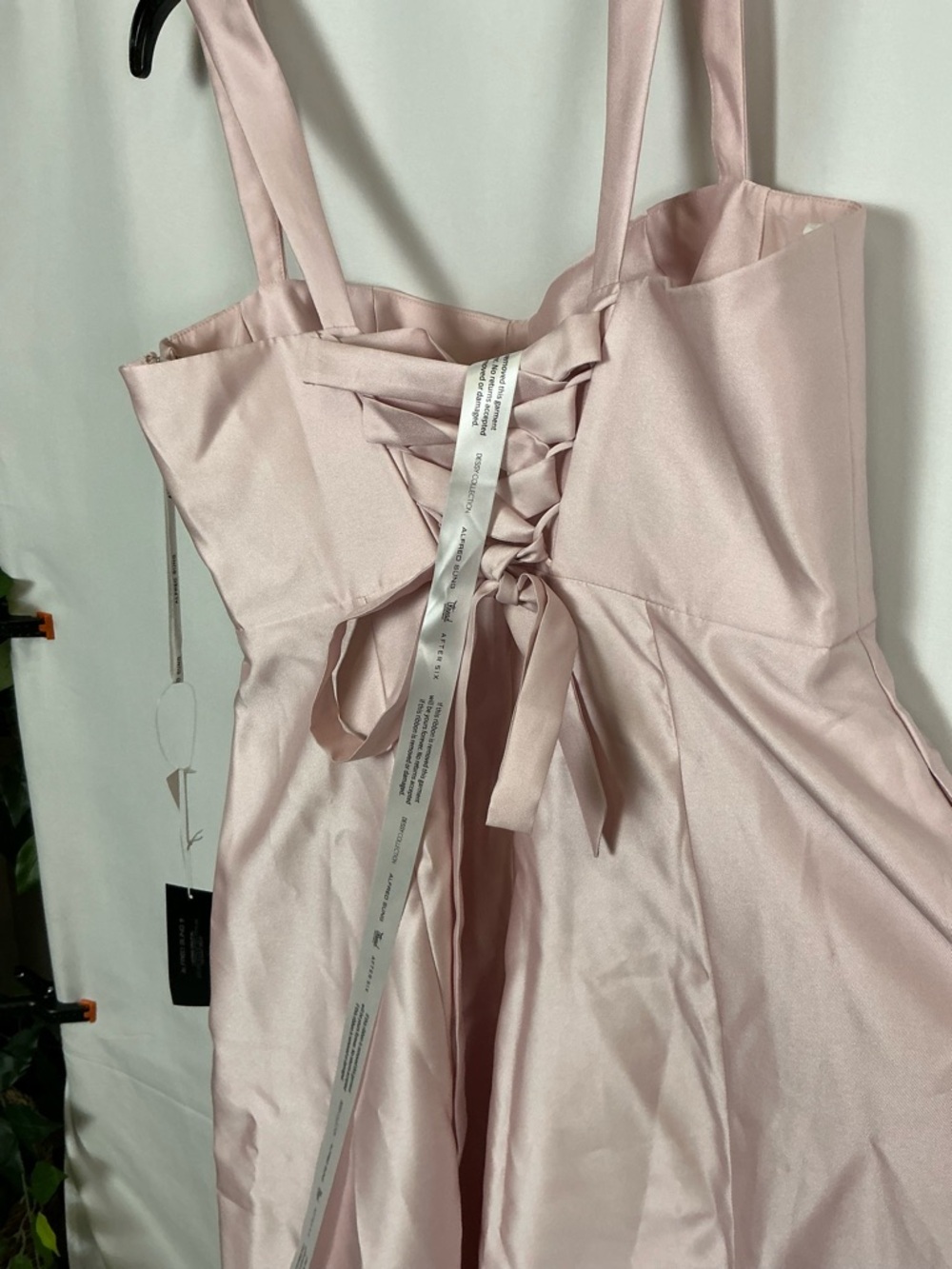 ALFRED SUNG Madelyn Ballet Pink Satin Lace-Up Bustier Gown - Picture 6 of 6